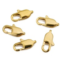 Fermoir à homard plat en acier inoxydable anti-ternissement 14 mm, logo personnalisé, chaîne plaquée or 18 carats, accessoires de bijoux