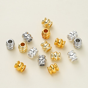 Three Layer Spacer Beads Barrel Shape <b>Copper</b> Plated 14K Gold Silver For <b>Bracelet</b> Making Jewelry Findings Components - Product Image 4
