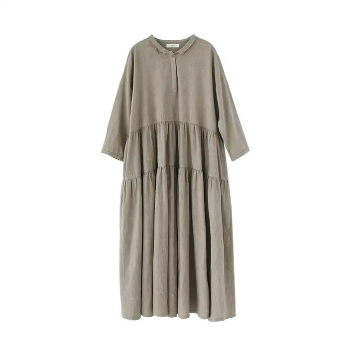 Custom Elegant Vintage Summer Loose Women Linen One-piece Dress 55% Linen 45%cotton Dress Long Skirt