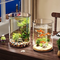 Grand aquarium cylindrique en verre PET transparent, sculpture paysagère, décoration écologique pour salon