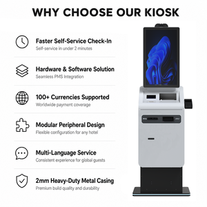 Solution tout-en-un pour kiosque d'enregistrement en libre-service pour hôtel, distributeur de cartes-clés de chambre d'hôtel, fabricant de kiosque de paiement avec recycleur de billets - Product Image 2