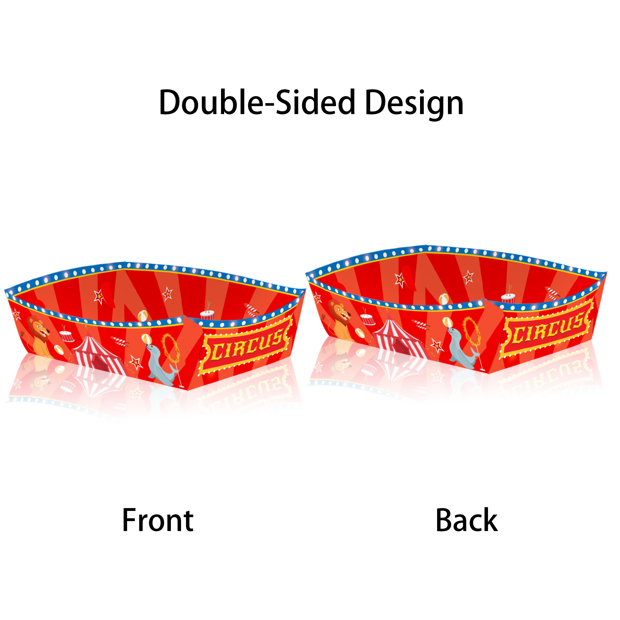 Rtteri 50 Pcs Carnival Party Paper Food Trays With Greaseproof Liner Paper Bulk