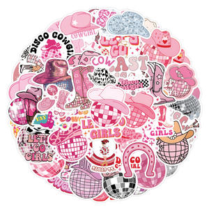 55Pcs Pink Disco Cowgirl Graffiti <strong>Stickers</strong> for Bottle Book Decor Cute Girl <strong>Preppy</strong> Boot <strong>Sticker</strong> - Product Image 2