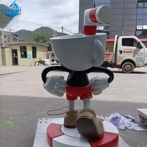 Sculpture en fibre de verre Cuphead mignonne, artistique 3D, peinte à la main, décoration intérieure sur le thème des jeux, personnalisée (Meilleures ventes Moyen-Orient Europe) - Product Image 5