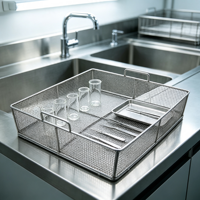 Panier de stérilisation en maille d'acier inoxydable 304, double poignée, plateau rectangulaire en fil métallique, pour la désinfection et le stockage d'instruments médicaux