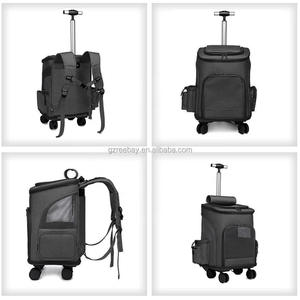 豪華で通気性のある取り外し可能なトロリーホイール付き犬猫ペットトラベルキャリアバッグペットバックパックバッグ犬猫用 - Product Image 5