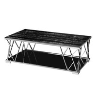 Table basse de salon de style moderne avec structure en acier inoxydable et plateau en marbre à vendre