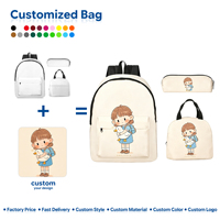 Geometrisches Muster Dreiteiliges Wasserdichtes Reißverschluss-Rucksack-Set Individuell Bedruckter Polyester Kinder Tages-Schulranzen mit Anpassbarem Muster