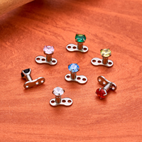 Kaishee Venta al por Mayor, Anclaje Dérmico de Titanio G23, Piercing Microdermal con Zirconia Cúbica en la Parte Superior, Accesorio de Joyería Corporal de Moda