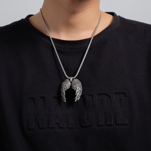 <b>Angel</b> Wings Necklace Silver Tibetan Silver Pendant Retro Punk Style <b>Gift</b> Jewelry Fashion Accessory - Product Image 3