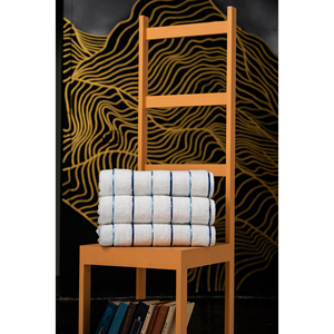 Serviettes de bain en coton blanc de qualité supérieure avec bordure colorée pour une absorption élevée et la douceur dans un petit format - Product Image 3