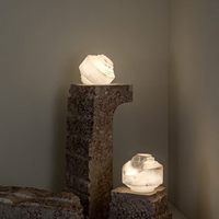 Lampe de bureau LED moderne en pierre d'albâtre sculptée à la main en forme de flocon de neige, dimmable AC/Batterie, IP44, pour intérieur/extérieur, décorative, salon