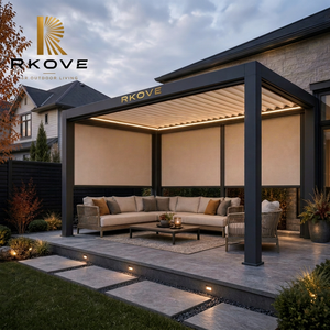 ศาลาอลูมิเนียม RKOVE RK-C2 4*5 พร้อมหลังคาบานเกล็ดปรับไฟฟ้า และม่านบังแดดด้านข้างแบบพับเก็บได้ พร้อมไฟ LED สำหรับสวนกลางแจ้ง - Product Image 1