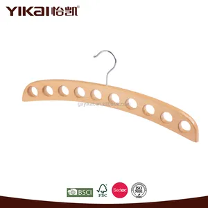 YIKAI Multifunctional Wooden Moon Shape 10-Holes Hangers for Scarf Display Fashion Shop Ties Hanger