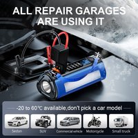 Démarreur de voiture à batterie avec pompe à compresseur d'air gonfleur de pneu bleu portable 6000 mah avec écran LCD lumières LED