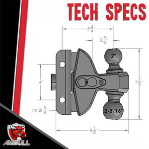Enganche <span class=keywords><strong>de</strong></span> Suspensión Ambull al por Mayor, Capacidad <span class=keywords><strong>de</strong></span> 22,000 lb, Supresor <span class=keywords><strong>de</strong></span> Impactos <span class=keywords><strong>de</strong></span> Servicio Pesado, Doble <span class=keywords><strong>Bola</strong></span> <span class=keywords><strong>de</strong></span> 2" y 2-5/16" - Product Image 6