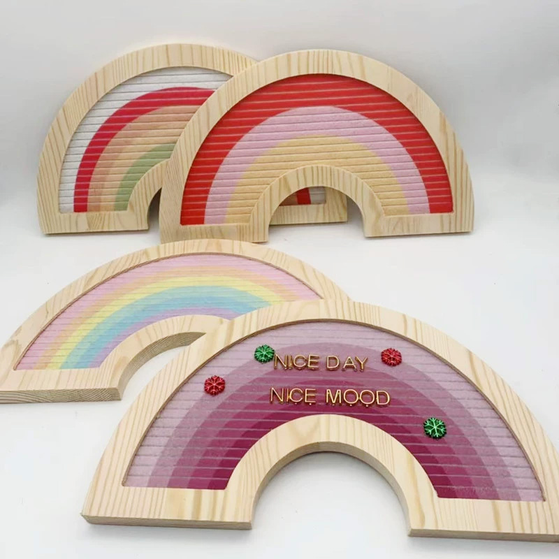 2025 Hot Sale Custom Color Rainbow Felt Letter Board Changeable Message Board for Home Decor