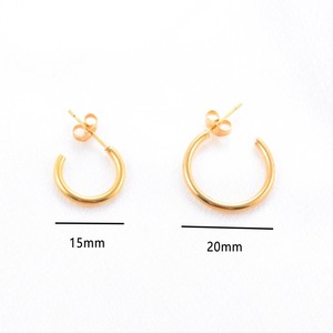 Boucles d'oreilles créoles minimalistes en acier inoxydable de 15/20 mm pour femmes, lisses, en forme de C, accessoires de bijoux pour l'oreille - Product Image 2