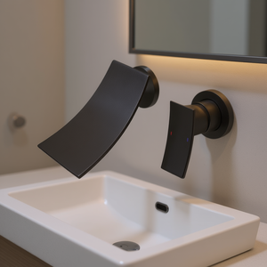 Robinet de lavabo mural en laiton noir, sans contact, moderne, pour salle de bain, monotrou, sans poignée - Product Image 2