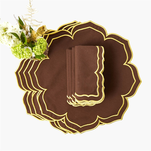 Serviettes en lin 100% coton faites à la main en gros, design festonné brodé, 18 x 18 pouces, style moderne, personnalisable, printemps été - Product Image 6