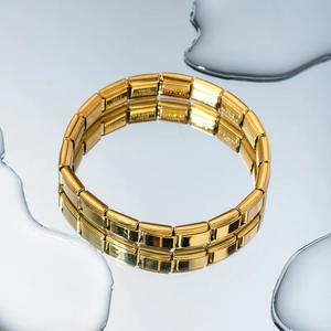 กำไลชุบทอง18K สไตล์เรียบง่ายสตรีทแวร์สแตนเลสสีทึบสไตล์แฟชั่น - Product Image 3