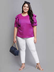 Top décontracté en viscose pour femmes élégantes avec décoration à motif de rayures à la cheville à la mode - Product Image 6