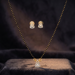 Delicado Conjunto de Mangalsutra Tanmaniya con Circones y Cuentas Bicolores, Diseño Paz, Joyería para Mujer, Modelo 423836 - Product Image 3