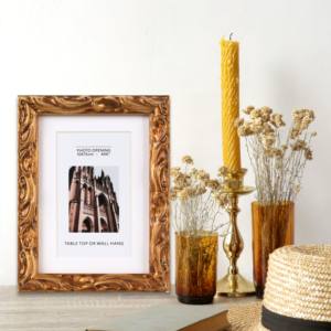 מעוטרת מגולף מוצק מסגרת עץ זהב-הטון קיר & לוח tabltop מותרות בסגנון קלאסי לעיצוב הבית - Product Image 2