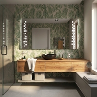 Lumière LED argentée moderne personnalisée sans cadre, taux IP44, rectangle pour salle de bain, décoration d'intérieur, fabrication FOTO éclairée