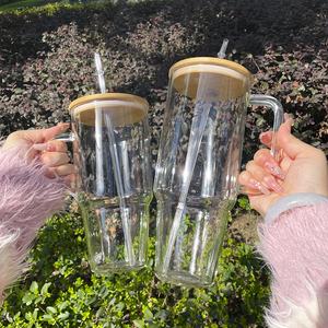 Magazzino USA 40oz Sublimatable tazza di vetro smerigliato con coperchio di bambù adatto per il vinile per il trasferimento termico del rivestimento - Product Image 6
