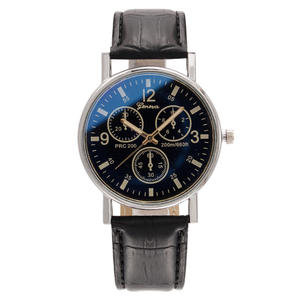Nuevo reloj para hombre, cronógrafo de tres ojos, cristal con luz azul, correa de cuero, reloj de cuarzo. - Product Image 3