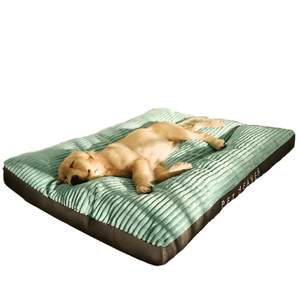 럭셔리 코듀로이 애완 동물 침대 큰 크기 직사각형 개 잠자는 매트 녹색 단단한 패턴 커버 PP 면 봉제 필링 따뜻한 개집 소파 - Product Image 3