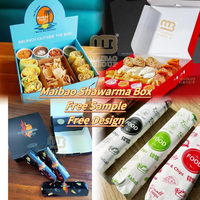Nouvelle boîte d'emballage triangulaire en papier pour doner kebab et shawarma, avec compartiment et séparateur, personnalisable avec logo estampé or, certifiée Halal, à emporter