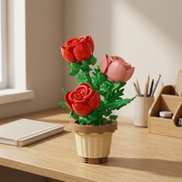 Ensemble de blocs de construction en pot Rose Concord, 204 pièces, jouet d'assemblage DIY en plastique, modèle de fleur décorative pour la maison et le bureau, pour les 7-9 ans