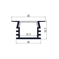 Prix d'usine 22*12mm canal de profil LED en aluminium encastré série 6000 alliage T5 surface d'anodisation pour éclairage de bande de LED
