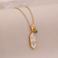 Collier Pendentif Étoile et Lune Vintage Style Français Luxe Hexagonal Abeille Plaqué Or Chaîne Maillons Acier Inoxydable Bijou Cadeau