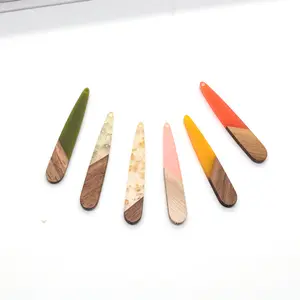 Abalorios de resina de madera natural en forma de lágrima, colgantes de pendientes DIY, colgantes largos de madera con forma de gota de agua para hacer joyas llamativas