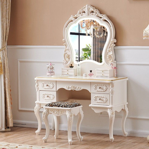 Table de toilette de luxe moderne, élégance européenne, avec tabouret, miroir, rangement grande capacité, multifonctionnelle pour hôtel, salle de bain, chambre à coucher - Product Image 2