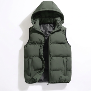 Chaleco Acolchado con Capucha para Hombre, Chaqueta sin Mangas con Cierre, Impermeable y Resistente al Viento, para Invierno y Actividades al Aire Libre - Product Image 1