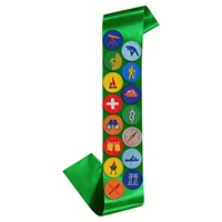 Lot de 16 écussons brodés thermocollants Scout avec écharpe verte, appliques thermocollantes pour sacs, sacs à dos et chapeaux DIY