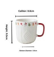 Mug en céramique de Noël avec motif de Père Noël en relief, de haute esthétique, vente en gros - Cadeau d'entreprise, style américain, fait main, luxe, capacité 301-400 ml