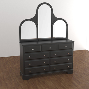 Cajonera negra de madera SWT con tocador de espejo para muebles de dormitorio - Product Image 3