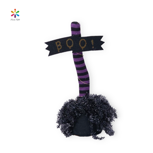 Susangifts Factory Halloween Purple <b>Orange</b> and Black Stripes Magic Broomstick With Small Lights Indoor Home Party Decoration - Product Image 2