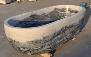 Baignoires ovales modernes sur mesure de luxe en marbre de Forêt-Noire exclusif, autoportantes pour salle de bain, villa et hôtel - Product Image 5