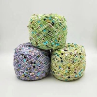Wholesale Multi-color Fancy Yarn 100% Cotton with 3mm+6mm Sequins Knitting Yarn in Stock