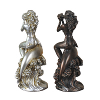 Offre Spéciale Polyresin Sirène Avec Dauphin Figurine Décoration Statue, belle Sirène Statue Océanique Mer Vie Décor