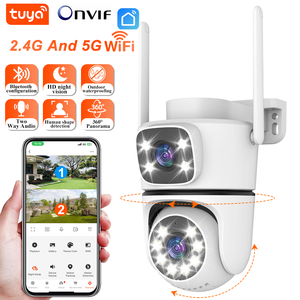 Caméra de sécurité PTZ Tuya 8MP à double objectif, extérieure, 4K HD, double écran, <span class=keywords><strong>surveillance</strong></span>, caméras WiFi 2.4G et 5G avec vision nocturne couleur - Product Image 1