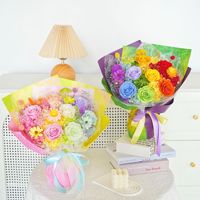 Vente en gros de fleurs séchées préservées, bouquet de roses éternelles dans une boîte carrée - Cadeau naturel pour la fête des mères et la Saint-Valentin