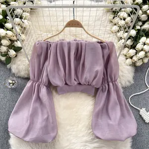 Women Chiffon Shirt Corset Short Sexy One Neck Strapless Ladies' Blouses & Tops