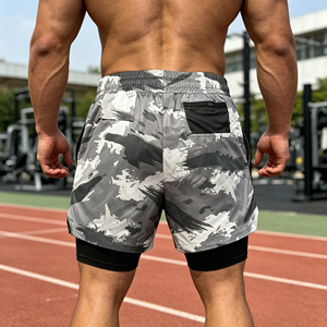 2-in-1 High Waisted Athletic <b>Shorts</b> Men Quick Dry <b>Compression</b> Liner Athletic Marathon Wear with Phone Pocket Women Men Running - Product Image 2